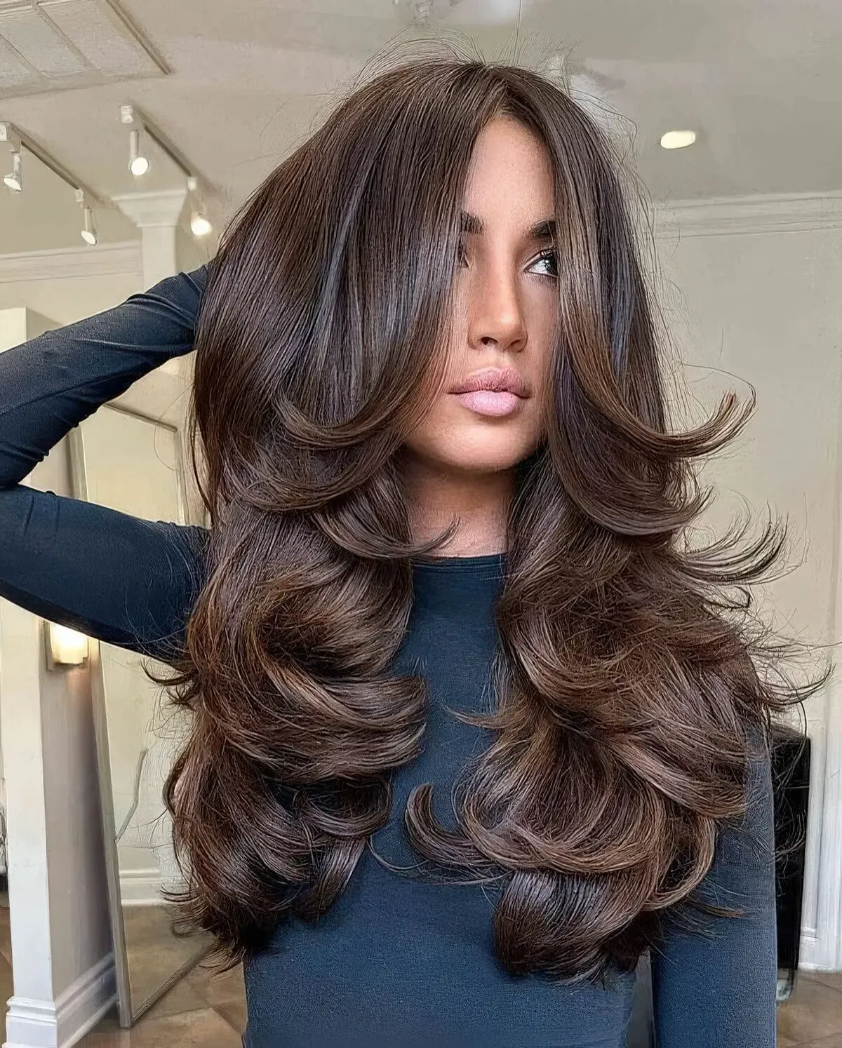 20 Stunning butterfly cut long brown hair styles now