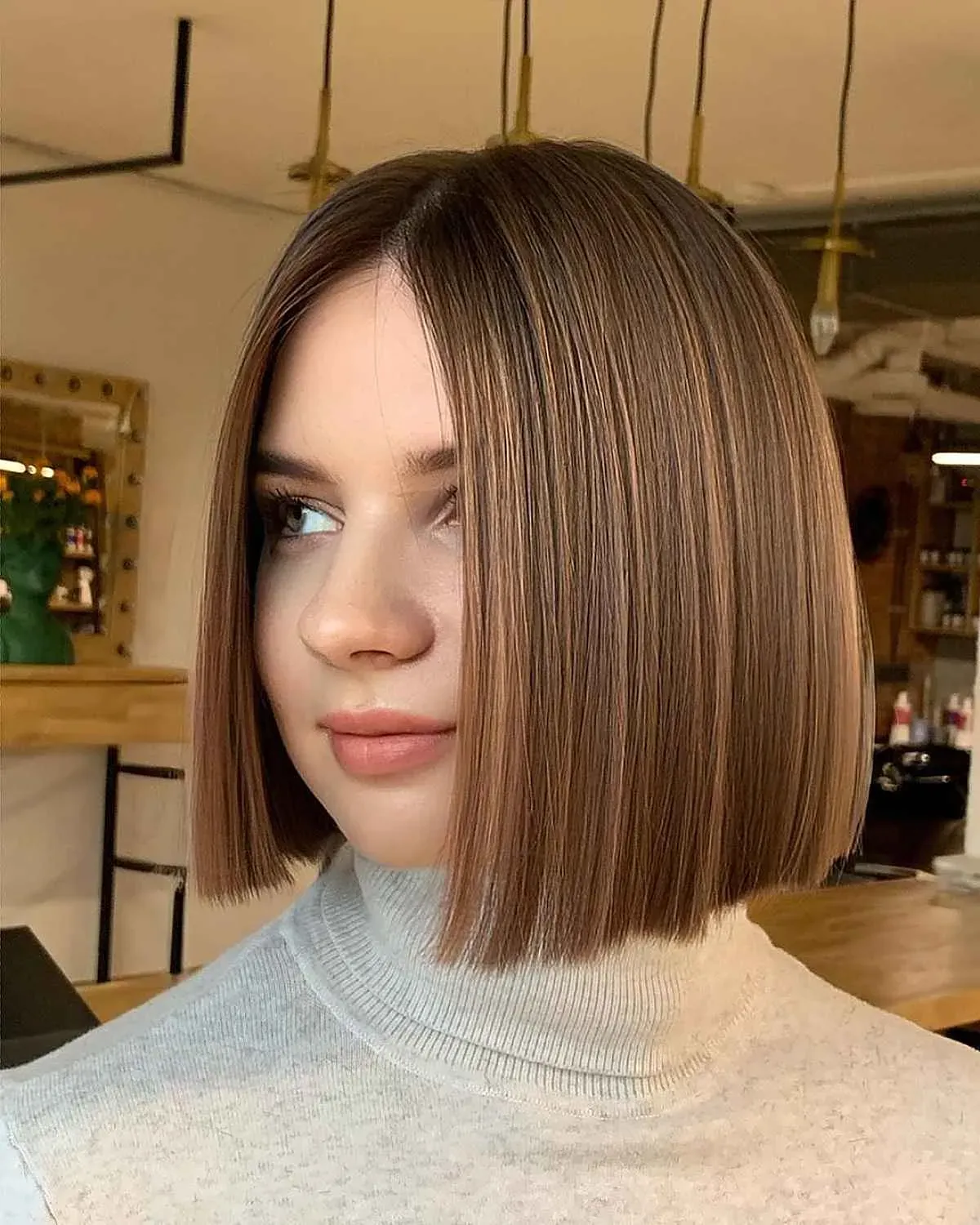 The Sleek one length bob hair cut: Classic Style